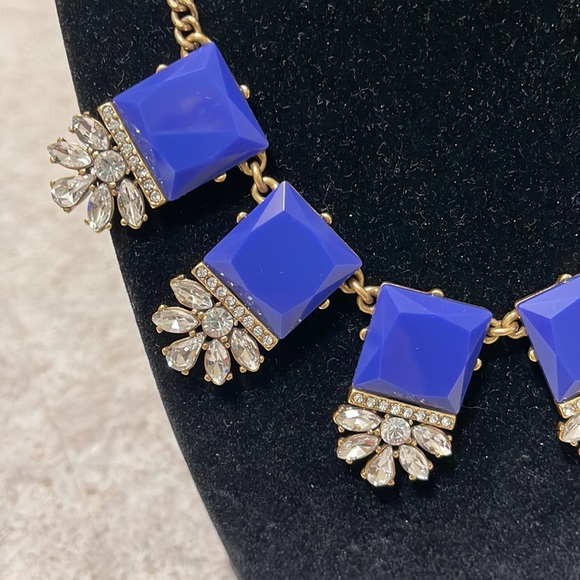 BNWT J CREW ROYAL BLUE & CRYSTAL ART DECO STYLE NECKLACE - Picture 3 of 7